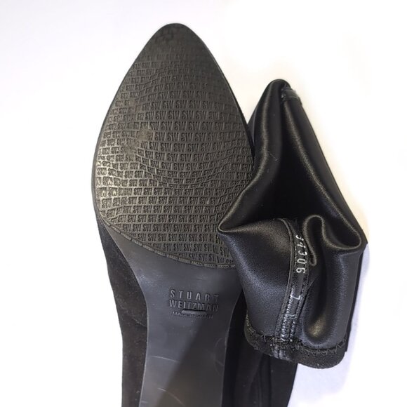 Stuart Weitzman Black Knee High Stretch Black Suede Womens Size 7 - Picture 7 of 7